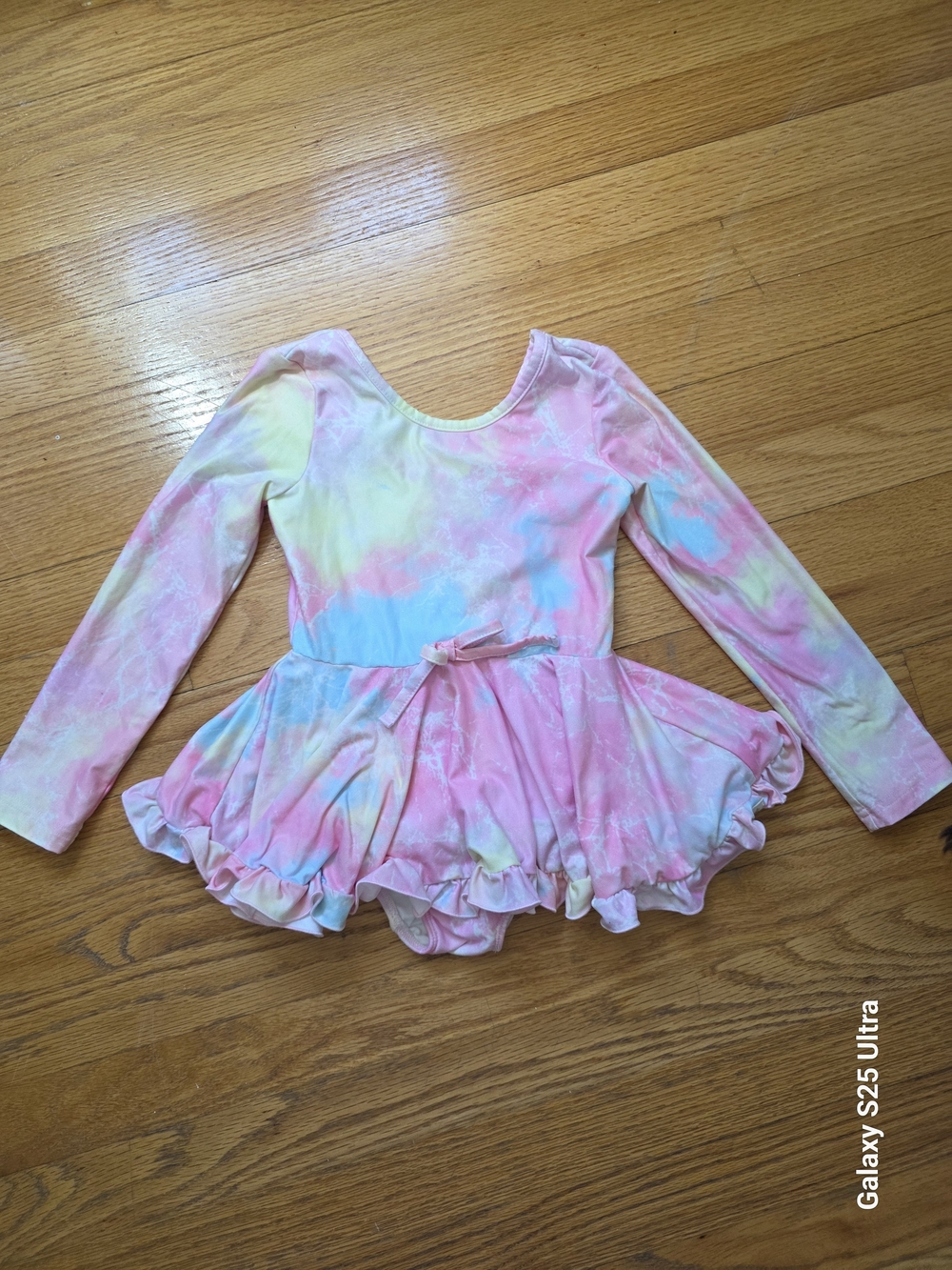 Kids Tie-Dye Ballet Dress with Ruffle Skirt - Pink